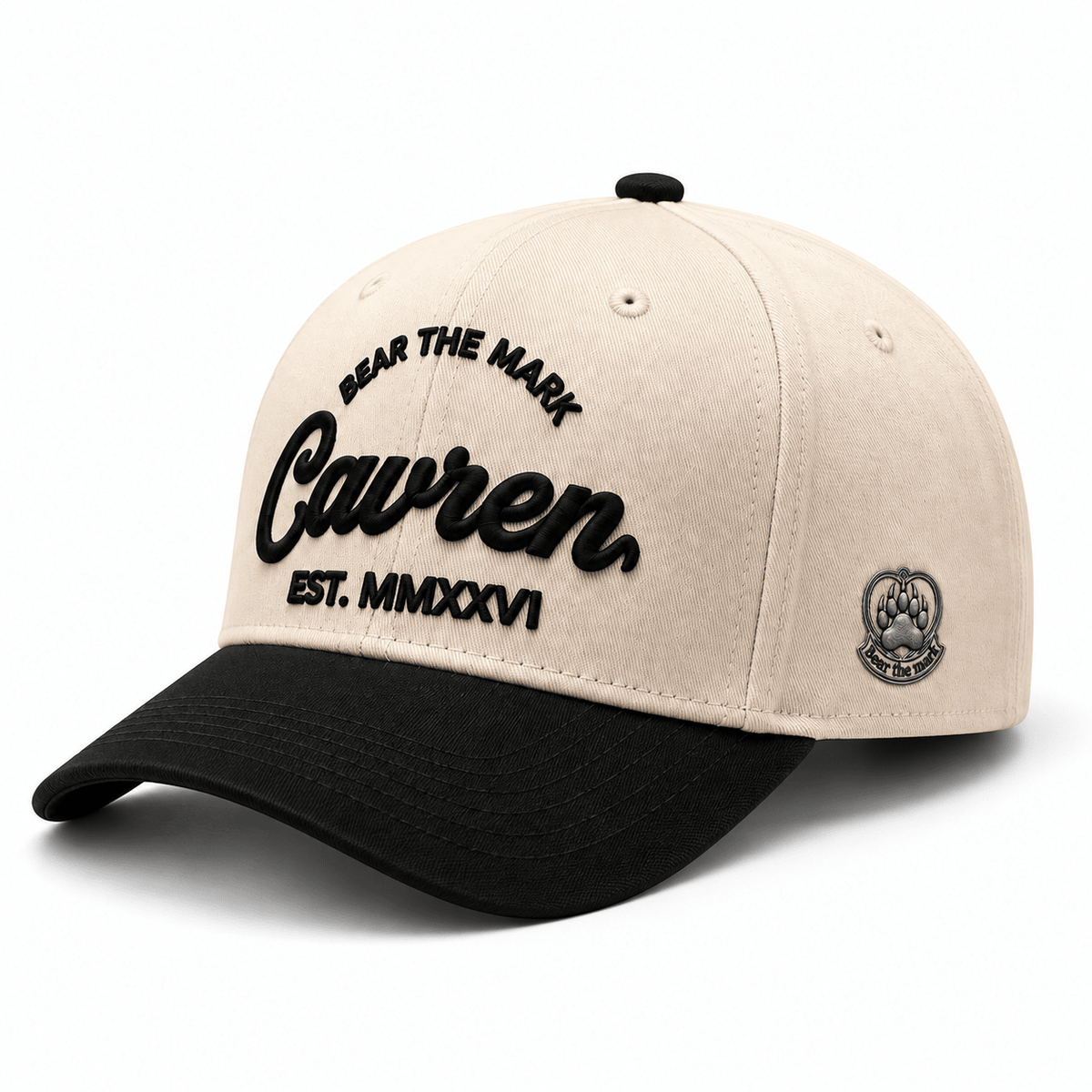 CAVREN Signature Script Snapback — Cream & Black - CAVREN