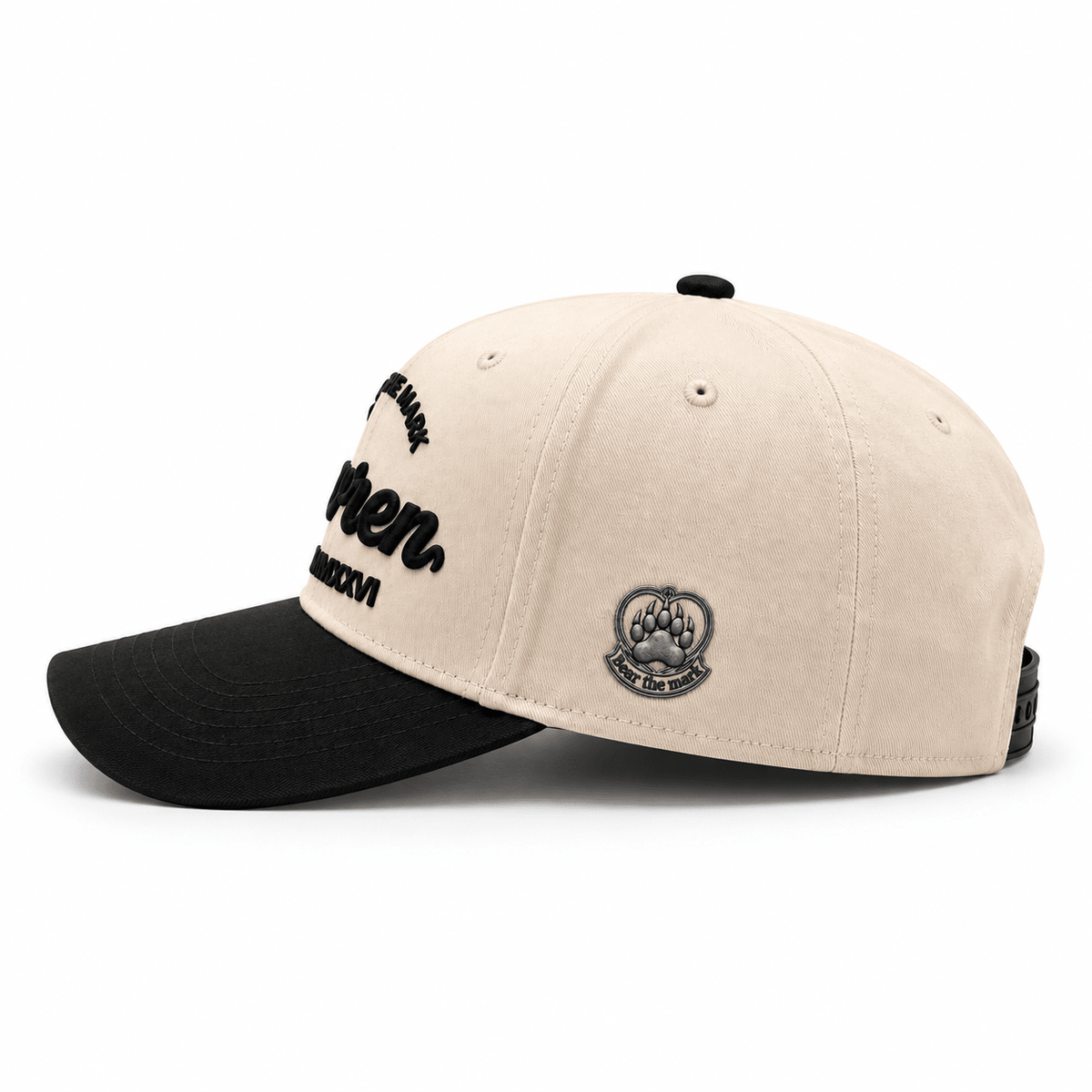 CAVREN Signature Script Snapback — Cream & Black - CAVREN