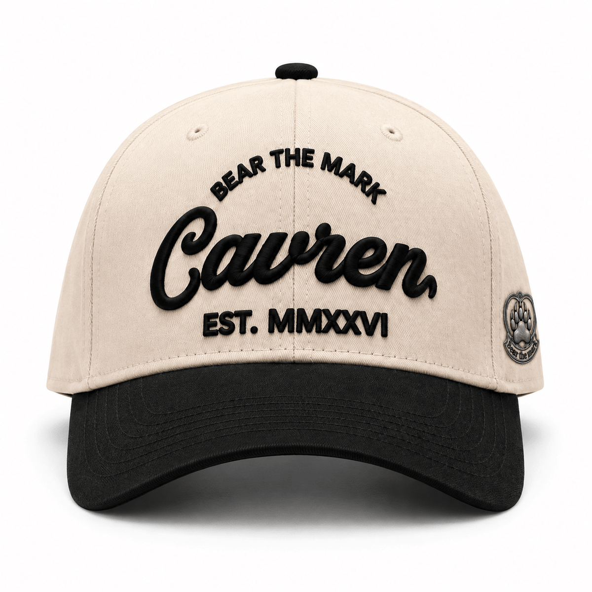 CAVREN Signature Script Snapback — Cream & Black - CAVREN