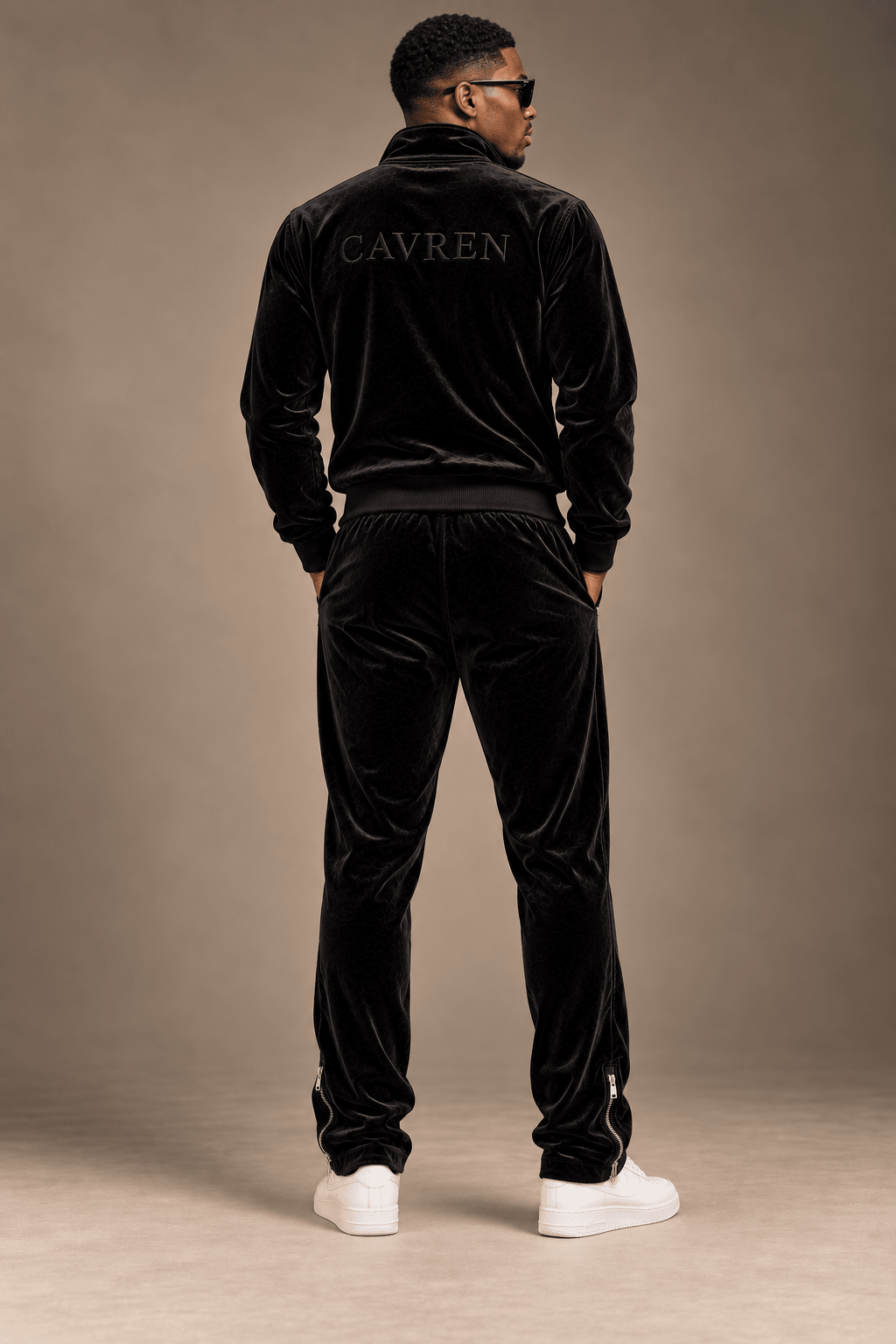CAVREN Signature Velvet Tracksuit — Men’s Black - CAVREN