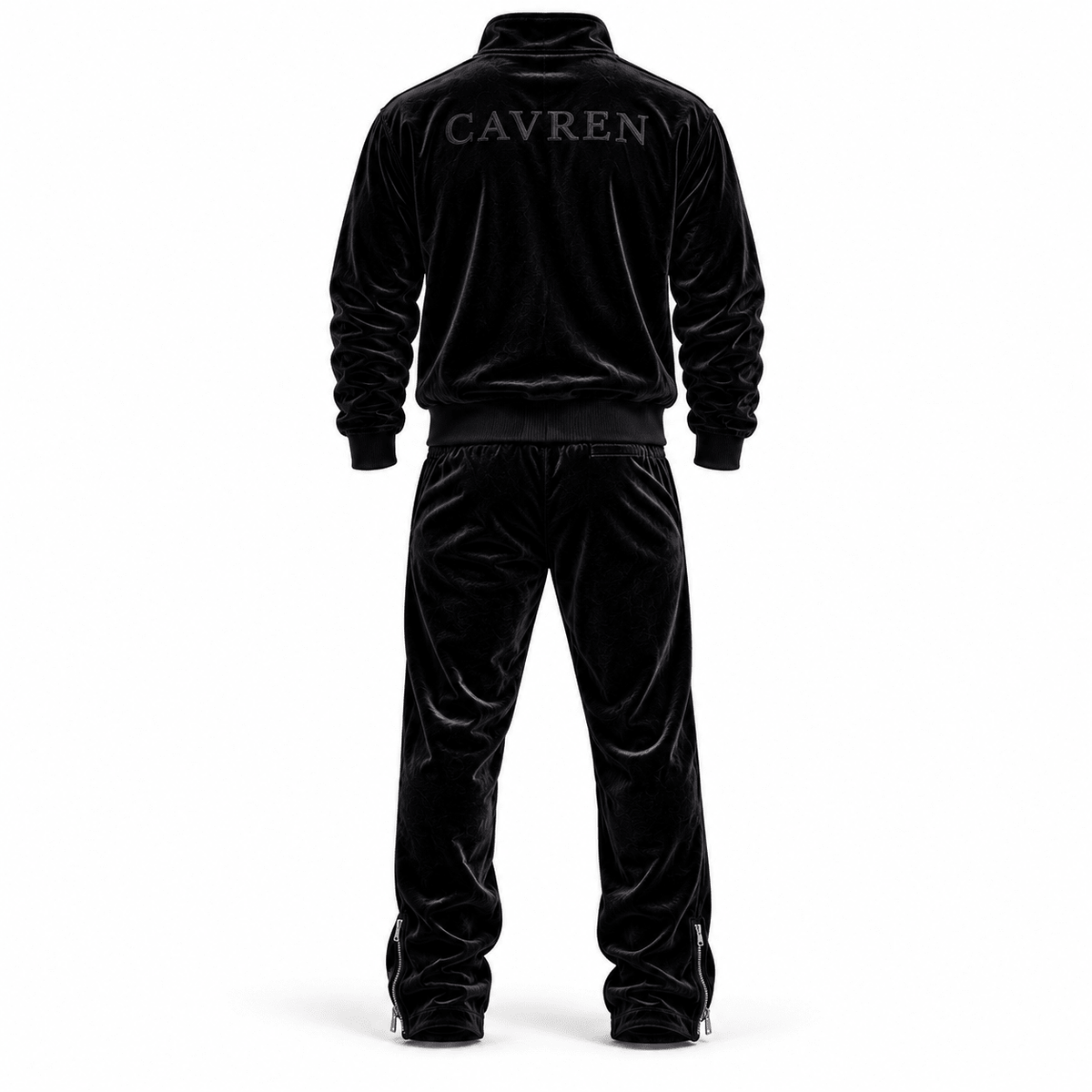 CAVREN Signature Velvet Tracksuit — Men’s Black - CAVREN