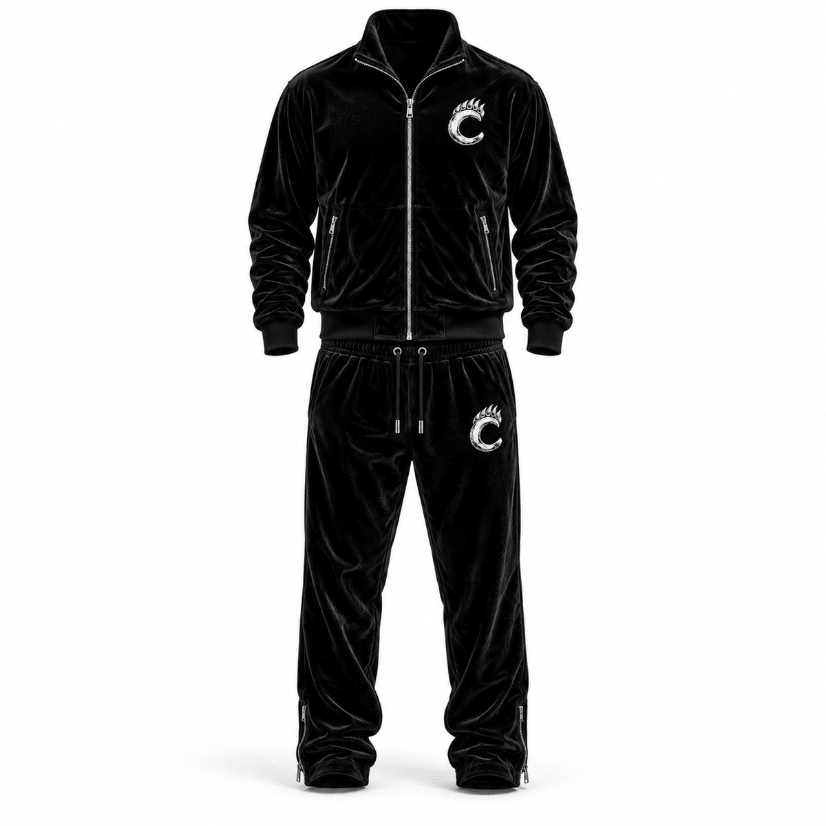 CAVREN Signature Velvet Tracksuit — Men’s Black - CAVREN