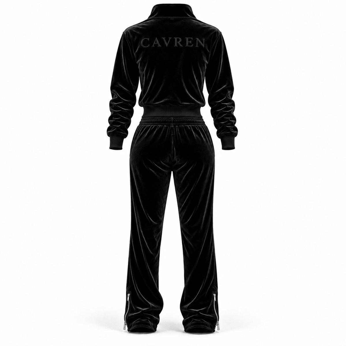 CAVREN Signature Velvet Tracksuit — Women’s Black - CAVREN