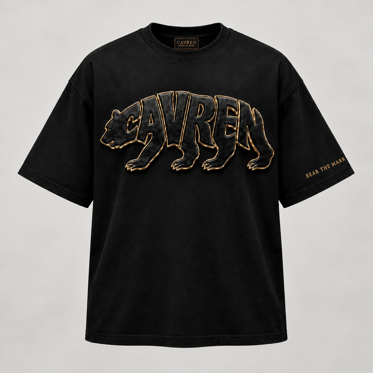 CAVREN Sovereign Bear T-Shirt — Black & Gold - CAVREN