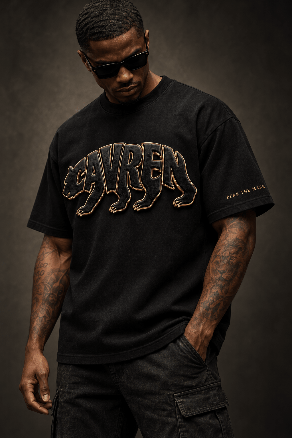 CAVREN Sovereign Bear T-Shirt — Black & Gold - CAVREN